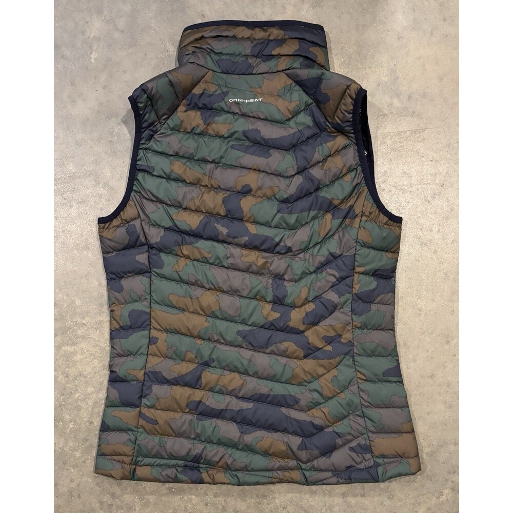 Columbia Omni-Heat Camo Puffer Vest Full Zip Zipped Pockets Womens Medium - Picture 2 of 8